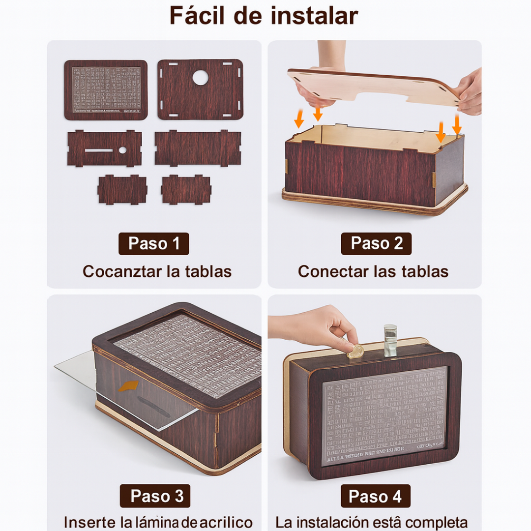 Hucha de madera con contador