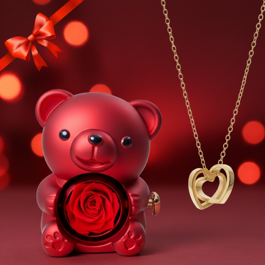 Oso Rosa Eterna con Collar